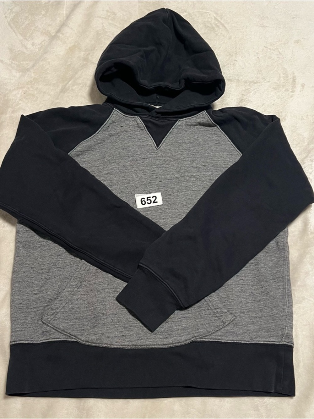 J Crew Vintage Fleece Hoodie Sweatshirt Pullover Heather Blue Size Medium